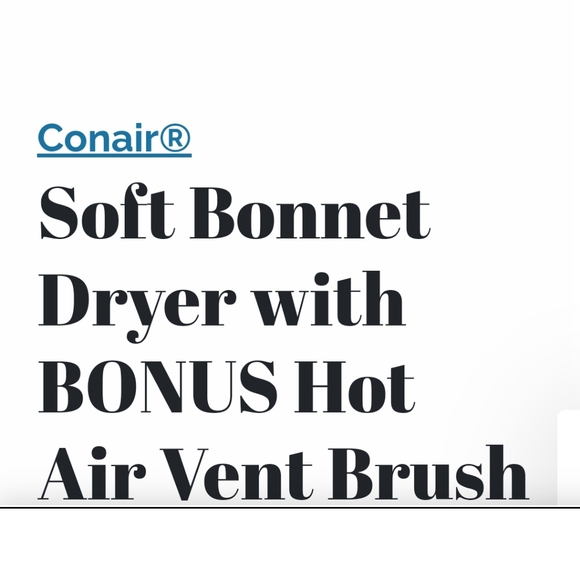 NWT Conair Bonnet Hair Dryer, Soft Portable Bonnet Style with detachable brush - Picture 5 of 6